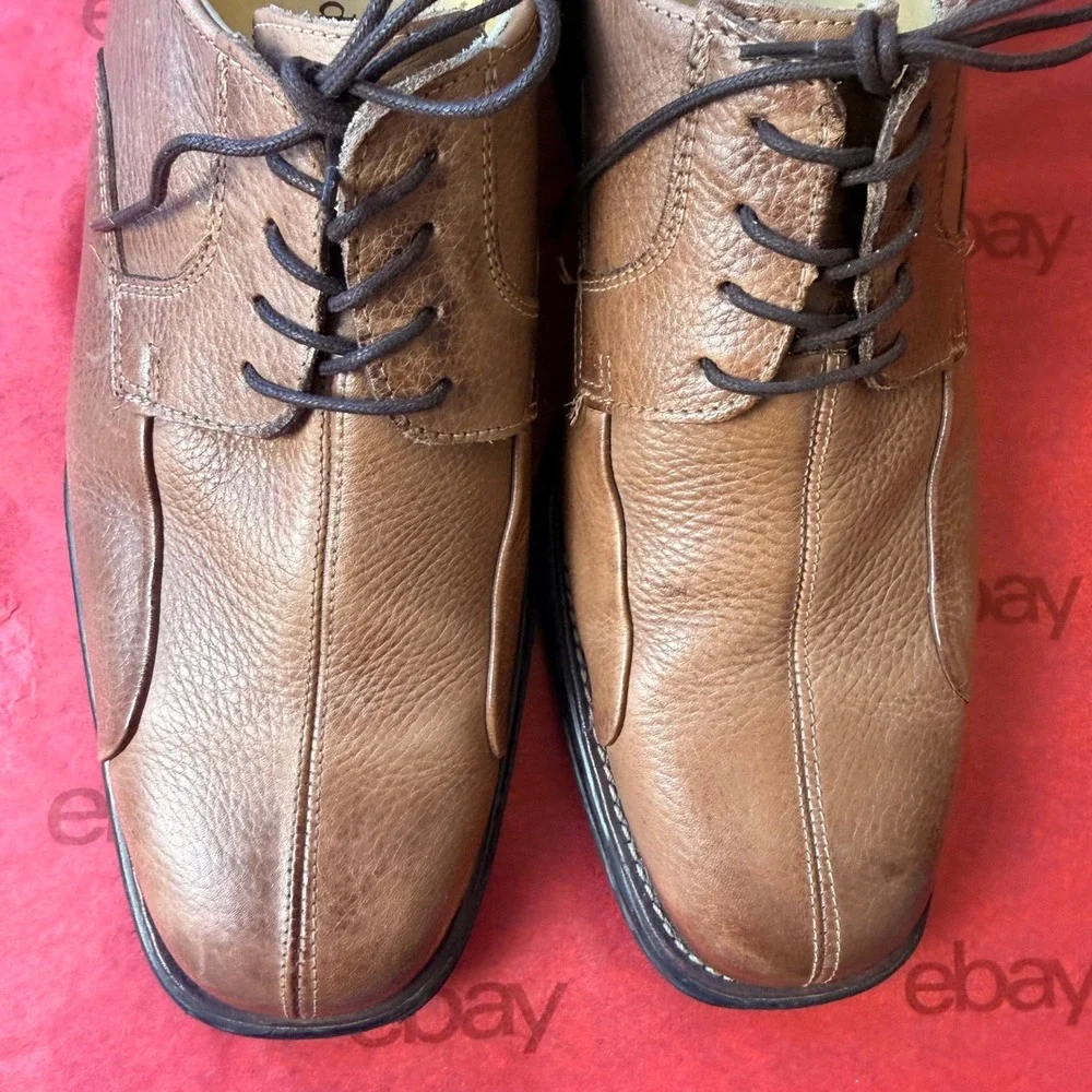 Studio Belvedere Bay Bridge Mens 11D Tan Brown Formal Pebbled Leather Oxfords